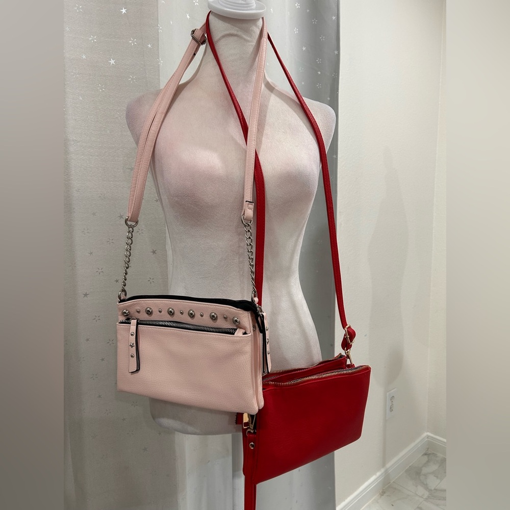 Candies Studded Pink Crossbody Bag and Red Purse Set of 2, NWOT
